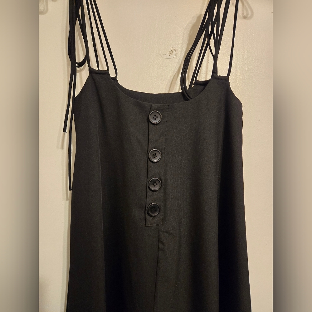 Foxblood Button Front Black Dress